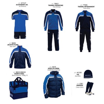 Set complet echipament fotbal Box Platinum, Albastru-Bleumarin, GIVOVA